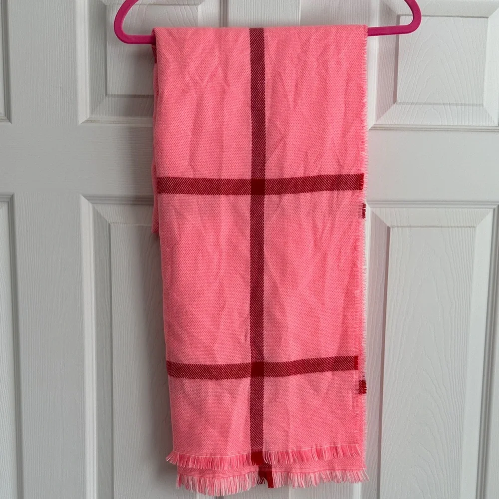 GAP Pink and Red Checkered chunky scarf